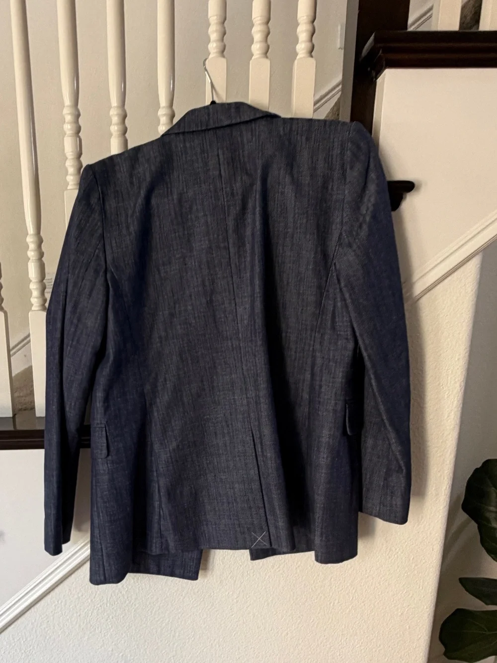 LOFT Double-Breasted Navy Blazer with White Buttons